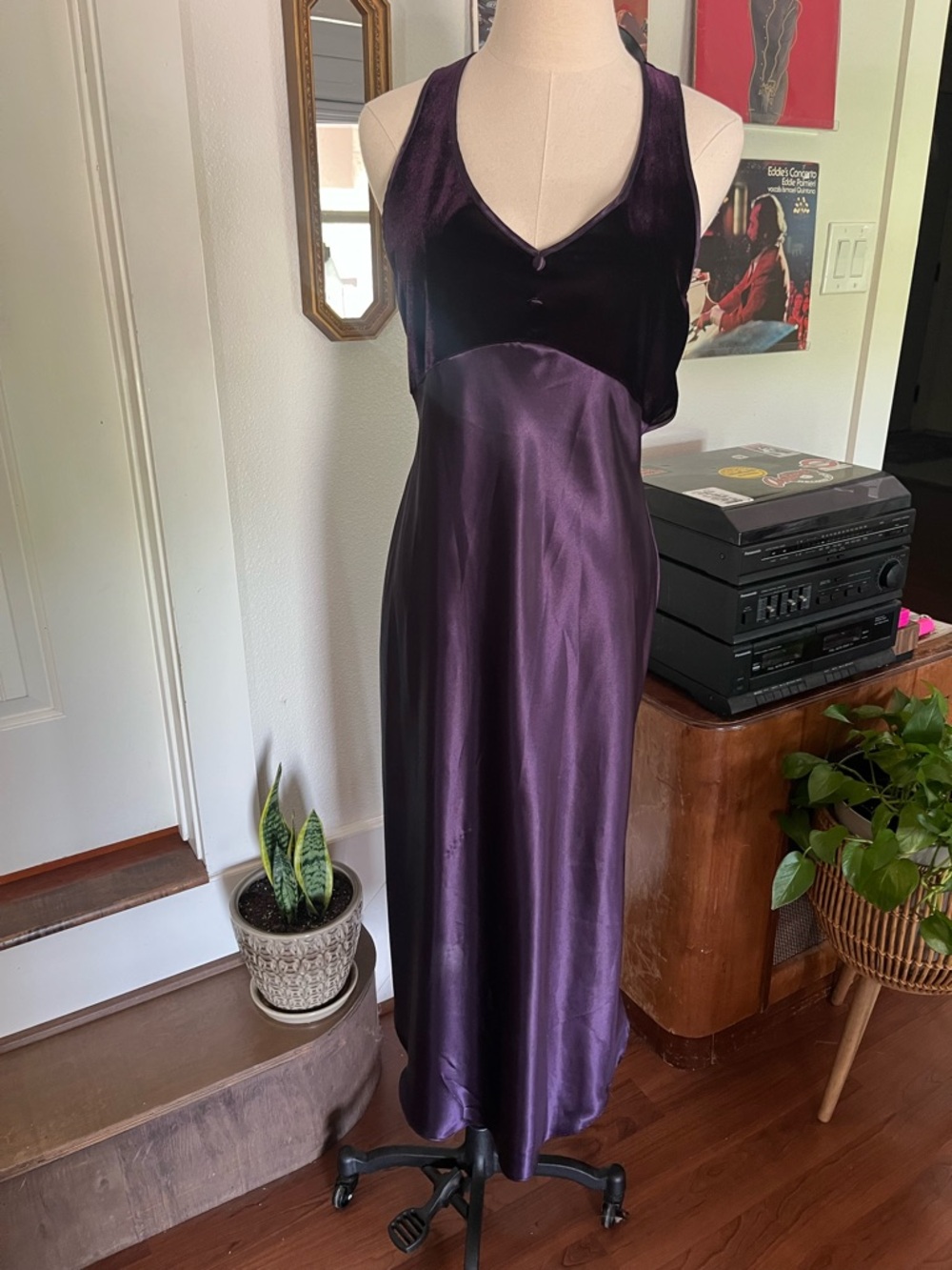 Velvet & Satin Purple Slip Dress